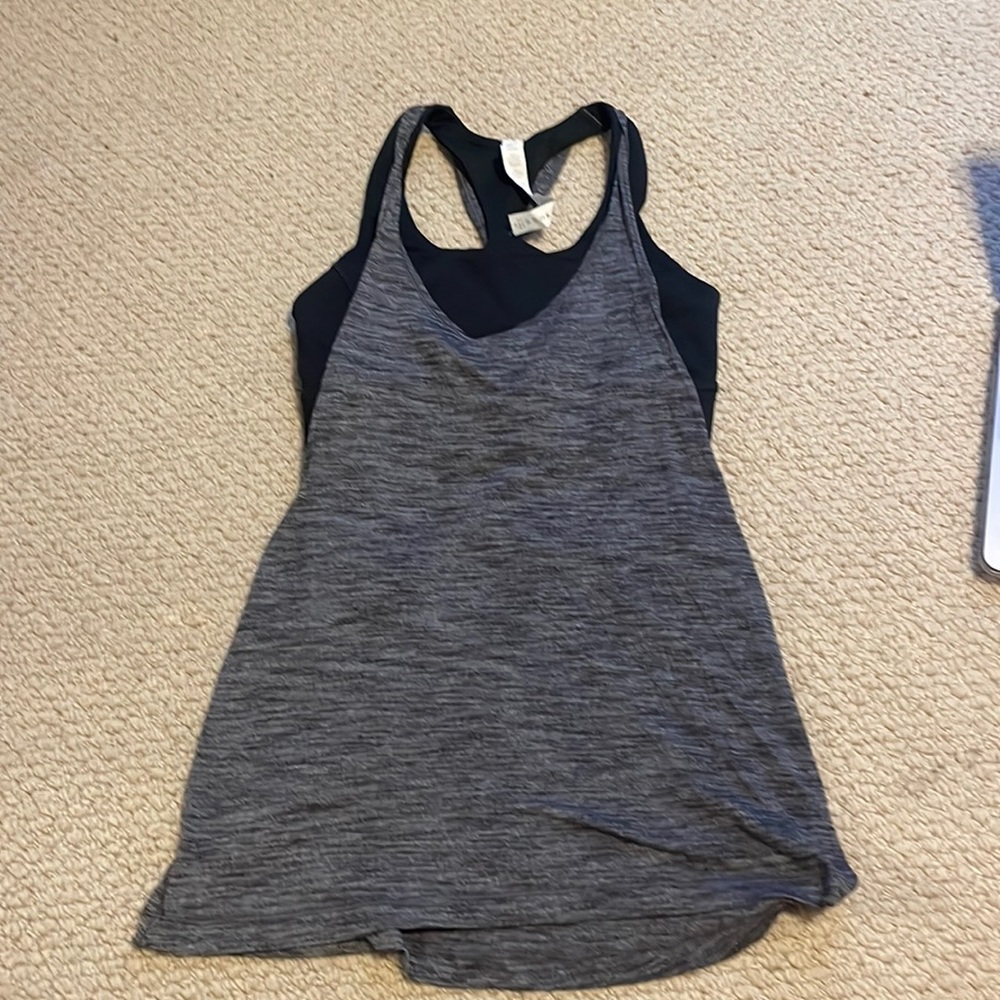 Lulu lemon gray tank with black sports bra attached